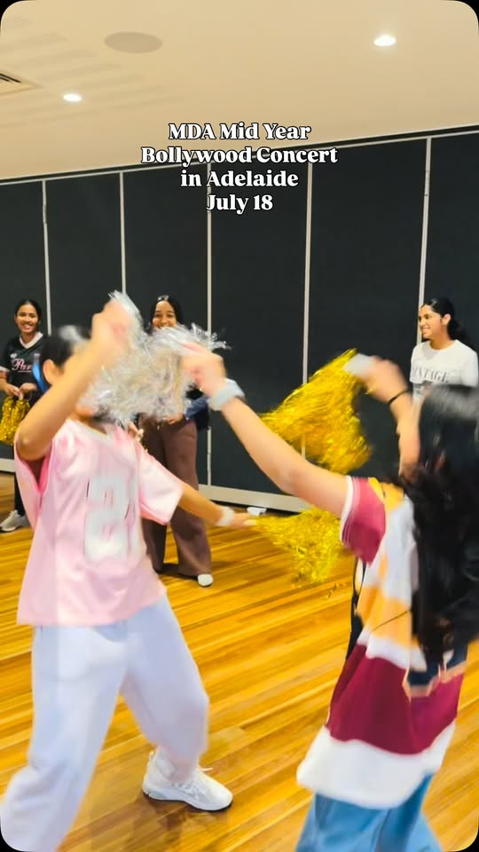 Young Mudra dancers celebrating at the Mid-Year Concert